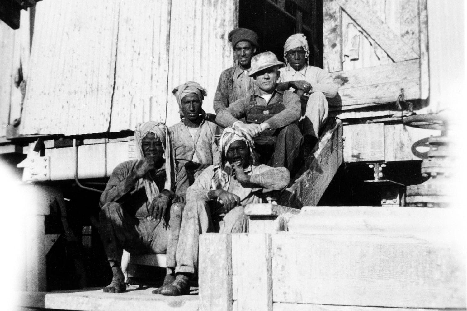 Historic image of oil field workers from the 1930s